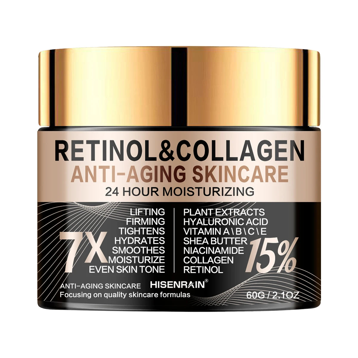 Retinol Collagen Face Cream - Anti-Aging Intense Moisturizer, Reduce Wrinkles Fine Lines & Firm Skin.