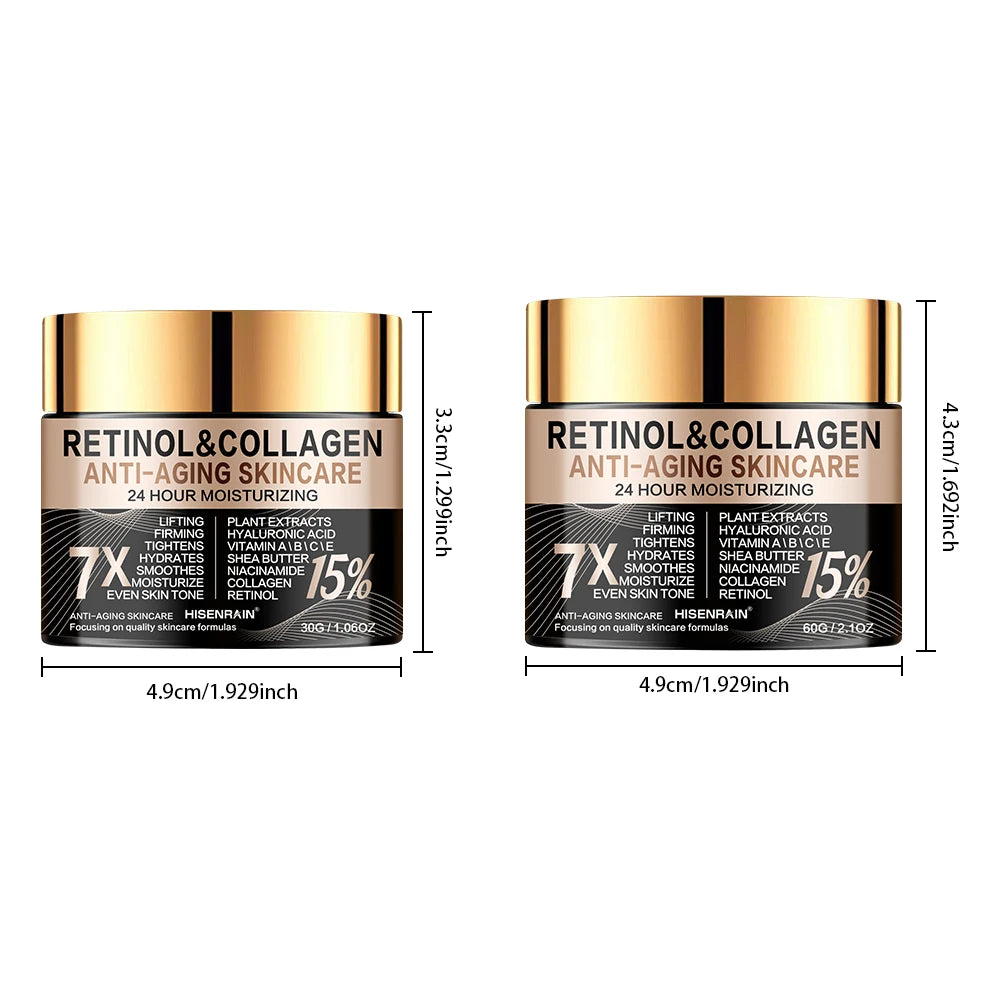 Retinol Collagen Face Cream - Anti-Aging Intense Moisturizer, Reduce Wrinkles Fine Lines & Firm Skin.